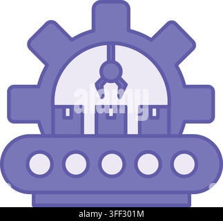 Colored Manufacturing Icon. Vector Illustration. Production and Creation of Products. Gear and Robotics. Concept Engineering Stock Vector