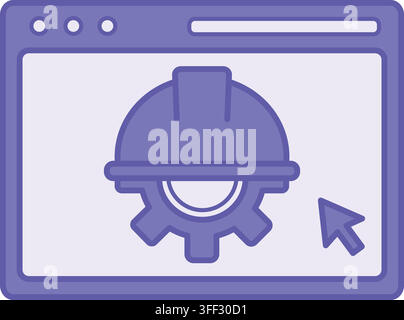 Colored IT Engineering Icon. Vector Illustration. Construction Helmet, Gear, and Application. Development, Implementation, and Support of Information Stock Vector