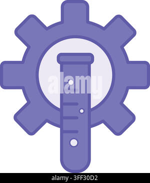 Colored Chemical Icon. Vector Illustration. Gear and Flask with Chemical Substance. Engineering Concept Stock Vector