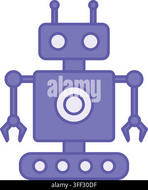 Colored Robotics Icon. Vector Illustration. Robot. Development, Design, Creation, and Use of Automated Technical Systems. Concept Engineering Stock Vector