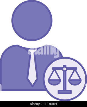 Colored Lawyer Icon. Vector Illustration. Advocate and Libra. Legal Aid and Legal Services Specialist. Justice Concept Stock Vector