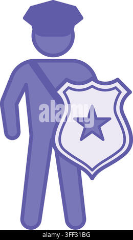 Colored Authority Icon. Vector Illustration. Policeman, Officer. Ability To Influence People's Behavior. Justice Concept Stock Vector