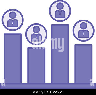 Colored Poll Icon. Vector illustration. Voters' opinions about Candidates. Rating, Forecast of Results. Election concept Stock Vector