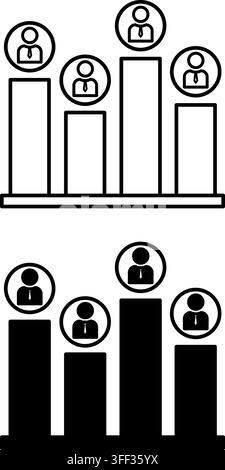 Poll icons. Black and White Vector Illustration. Voters' opinions about Candidates. Rating, Forecast of Results. Election concept Stock Vector