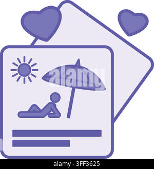 Colored Picture Icon. Vector Illustration. Photo Taken for Memory. Relaxing on the Beach under an Umbrella. Memory Love Concept Stock Vector
