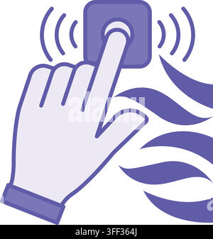 Colored Fire Alarm Icon. Vector Illustration. Human Hand Pressing an Alarm Button. Emergency Alert Signal. Firefighter Concept Stock Vector