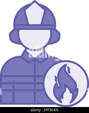 Colored Fireman Icon. Vector Illustration. Person in Protective Suit and Helmet. Profession. Emergency Rescue Service. Firefighter Concept Stock Vector