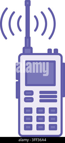 Colored Walkie Talkie Icon. Vector Illustration. Wireless Two-Way Communication Device. Firefighter Concept Stock Vector