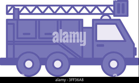 Colored Fire Truck Icon. Vector Illustration. Specialized Firefighting Vehicle. Emergency Situation. Firefighter Concept Stock Vector