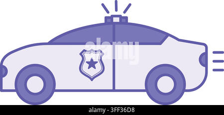 Colored Police Car Icon. Vector Illustration. A Specialized Vehicle with Flashing Lights Used by Police Officers for Patrol and Criminal Apprehend. Po Stock Vector