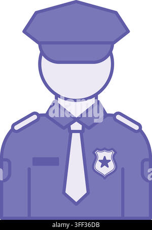 Colored Police Icon. Vector Illustration. Man in Police Uniform and Cap. State Security Agency Stock Vector