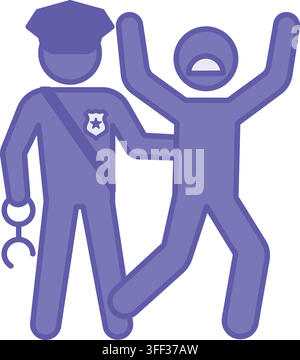 Colored Arrest Icon. Vector Illustration. Policeman with Handcuffs Arresting a Criminal. Police Concept Stock Vector
