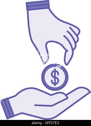 Colored Refund Icon. Vector Illustration. Person Returning Money. Human Hands and Dollar Coin. Payment Concept Stock Vector