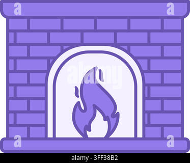 Fireplace Color Icon. Vector Icon. Kindling Fire in the Stove. Symbol of Home Comfort. Christmas and Holiday Concept Stock Vector