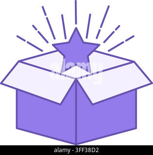 Colored Icon Bonus. Vector Icon. Opened Gift Box and Star. Holiday and Shopping Concept Stock Vector