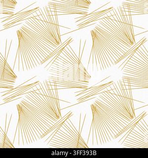 Seamless geometric pattern of angular golden lines on handmade white paper. Stock Photo