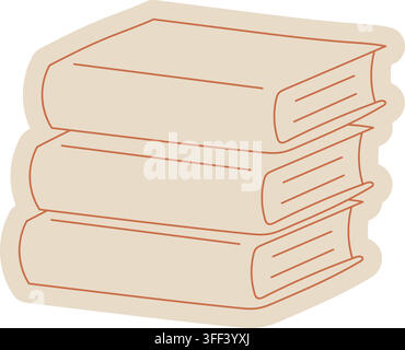 Hand drawn stack of books in simple autumn line art style, representing reading, education, study, literature and cozy seasonal moments. Stock Vector
