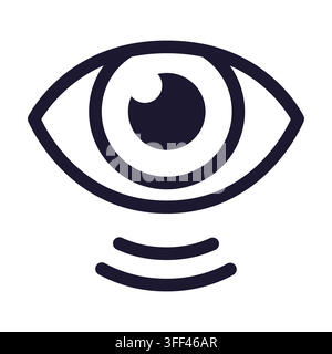Eye and vision line icon with seeing lines. Simple, minimal outline vector illustration. Stock Vector