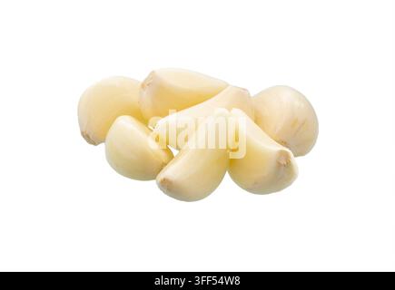 Peeled Garlic Cloves Isolated on White Stock Photo