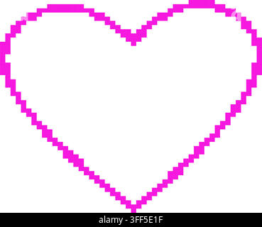 Pink heart in Pixel art style. Pixel y2k Retro Icon. Digital Brutalist techno Symbol on transparent background. Vector illustration. Stock Vector