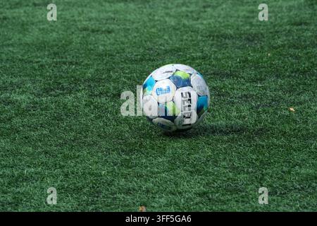 Kyiv, Ukraine – September 05, 2026: Close up view of a Select brand soccer ball on an artificial grass pitch during a mini-football tournament. Stock Photo