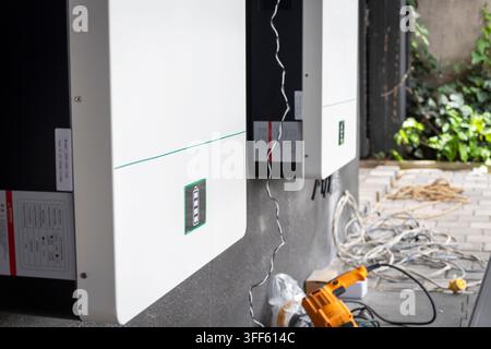Solar battery installation in progress Stock Photo