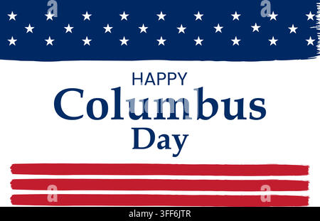 Happy columbus day greeting card design with american flag theme and white background space Stock Vector