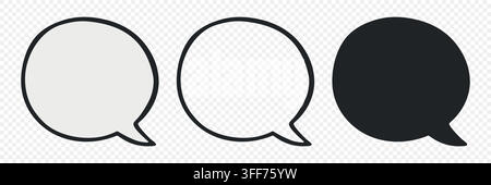 Speech Bubble Set Vector Illustration. Round Speech Bubble Outline and Black Chat Bubble Icons. Simple Conversation Balloons for Message, Comment Stock Vector