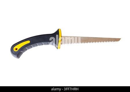 Small Garden Hand Saw for Pruning Tree Branches and Gardening on White Background Stock Photo