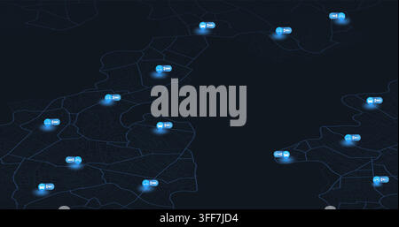 Isometric smart city map with electric vehicle charging station markers. Vector illustration. Stock Vector