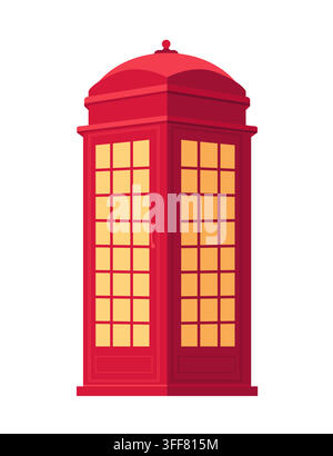 Red Telephone Booth - Flat Design Illustration Stock Vector