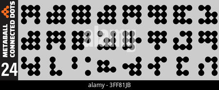 Black metaball icons. Connected fluid spheres. Molecular and cellular shaped patterns. Organic geometric collection Stock Vector