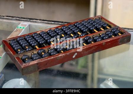 Old-fashioned wooden abacus retro nostalgia - nostalgic Stock Photo