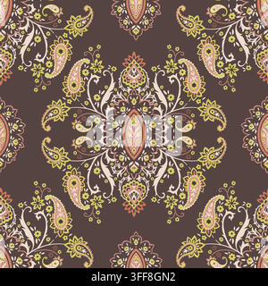 Dark Chocolate Floral Medallion Design Stock Vector