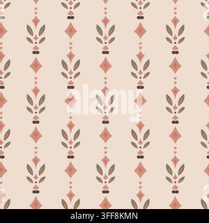 Minimalist Botanical Stripe Fabric Art Design Stock Vector