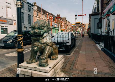 Chinese paifang arch marking the entrance to Chinatown on Nelson Street in Liverpool, England, UK - 4 September 2026. High quality photo Stock Photo