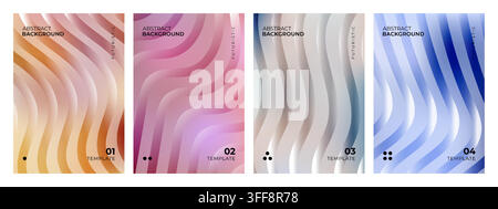 Abstract shiny colorful gradient fluid wavy lines futuristic poster background template set Stock Vector