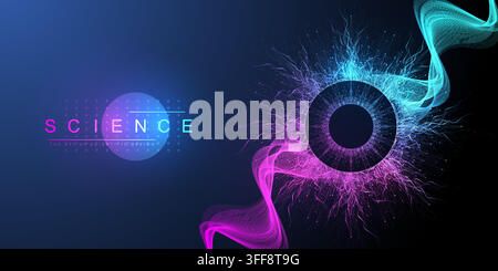 Quantum computer technology concept. Artificial intelligence. Big data algorithms visualization for business, science, technology, fintech, blockchain Stock Vector