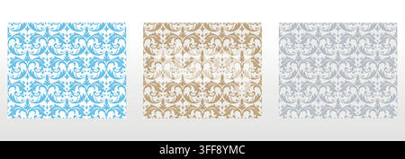 Wallpapers in the style of Baroque.. Set of colored floral ornaments. Seamless vector backgrounds Graphic patterns for fabric, wallpaper, packaging. Ornate Damask flower illustration Stock Vector