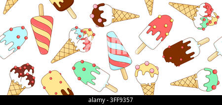 Ice cream scoop, seamless pattern Stock Vector