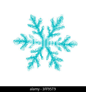 snowflake made of scribbles with a pen Hand drawn. Not AI, vector illustration. Stock Vector