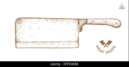 Butcher Knife. Hand drawn sketch Stock Vector