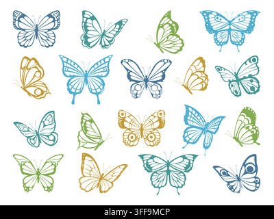 Colorful butterfly silhouettes grid seamless vector pattern Stock Vector