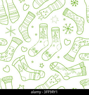 Christmas socks seamless pattern Stock Vector