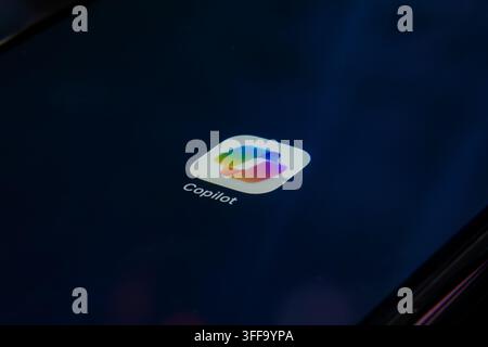 Paris, France - September 7, 2026: Close-up of the Microsoft Copilot app icon on a smartphone screen. Stock Photo