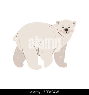 Cute polar bear character standing isolated on white background vector illustration Stock Vector