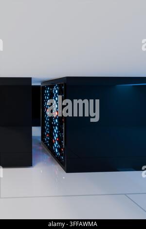 Render 3d Data center cloud computing infrastructure in a secure server room focused on artificial intelligence concept three-dimensional illustration Stock Photo