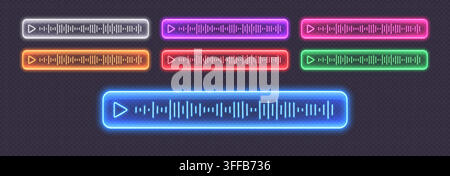 Glowing audio player with sound waves, Stock Vector