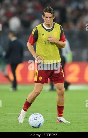 Olimpico stadium, Roma, Italy - Marten de Roon of Roma celebrates ...