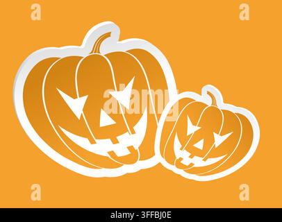 Halloween sticker with pumpkin, element for design, vector illustration Stock Vector
